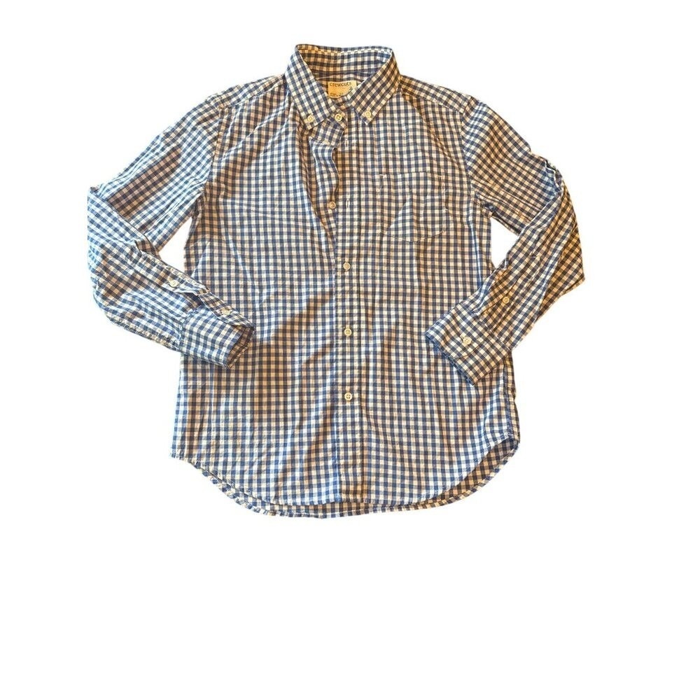 Crewcuts By J.Crew Boys Blue & White Gingham Button-Down Shirt Size 10 100% Cott